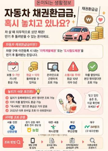 지역별 자동차 채권 미환급금 취급 은행표