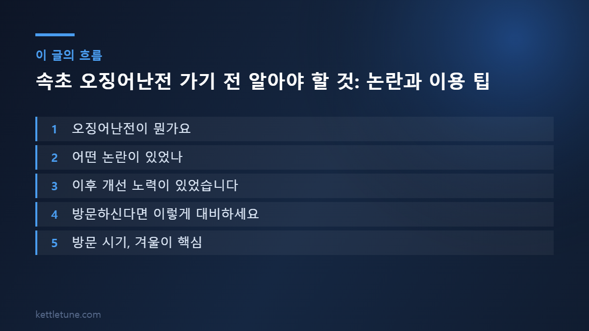 속초 오징어난전 가기 전 알아야 할 것: 논란과 이용 팁 핵심 흐름 요약: 오징어난전이 뭔가요, 어떤 논란이 있었나, 이후 개선 노력이 있었습니다