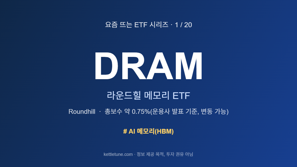 DRAM 라운드힐 메모리 ETF - Roundhill, 총보수 약 0.75%(운용사 발표 기준, 변동 가능)